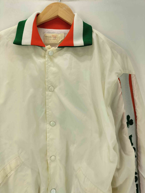 キングルイ King louie 70-80S USA製 プリント 白タグ PROFIT IRISH アイリッシュ アーム ロゴ リブライン ナイロン コーチ ジャケット メンズ import:XL